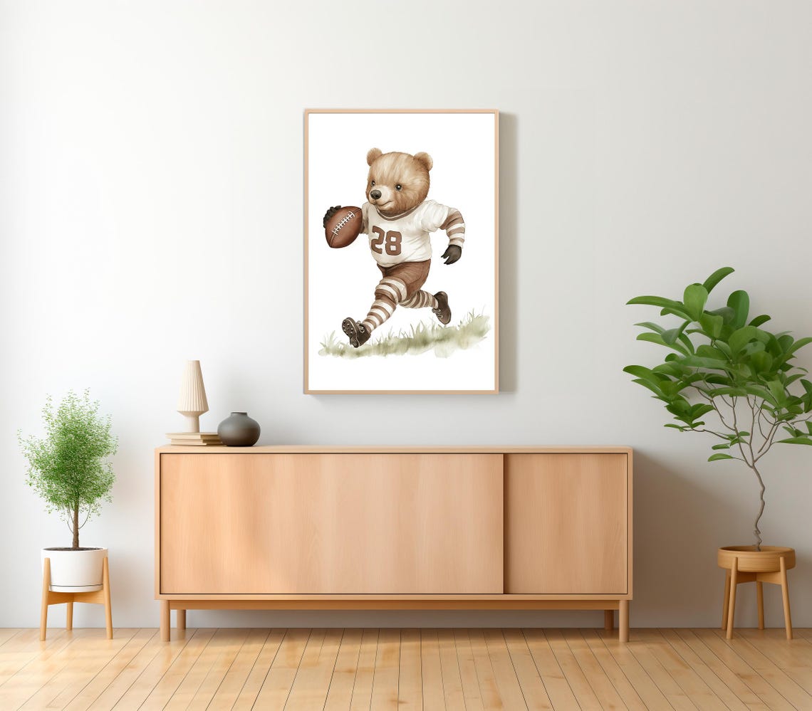 Running Teddy Bear Football Player Wearing Jersey Number 28 Poster - Image 2