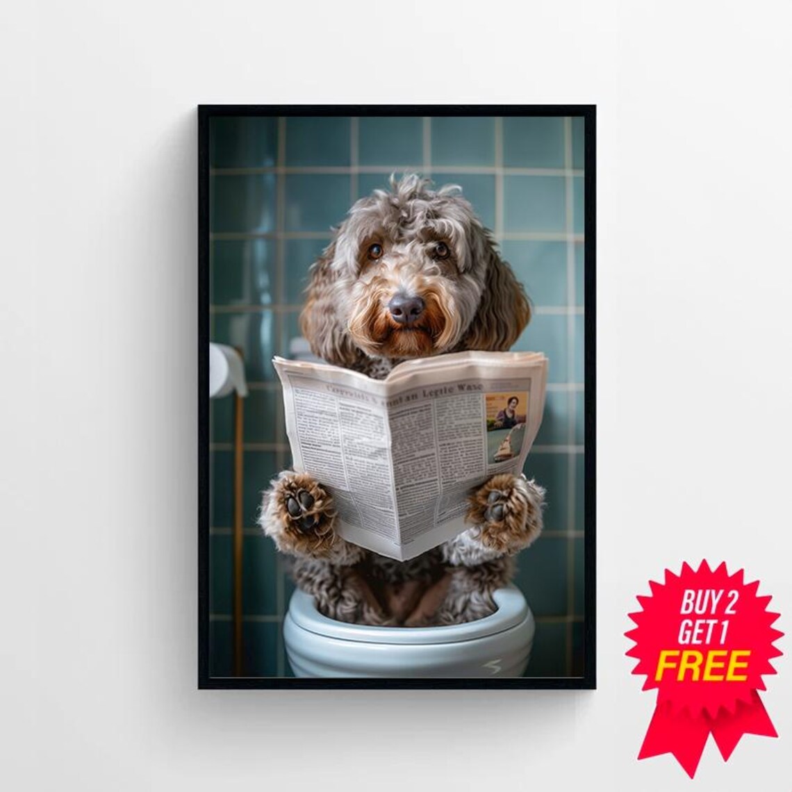 Labradoodle Auf Toilette Und Liest Zeitung Badezimmer Bild Badezimmer Deko Labradoodle Geschenk Einrichtung Ideen Badezimmer Funny Picture - Image 4