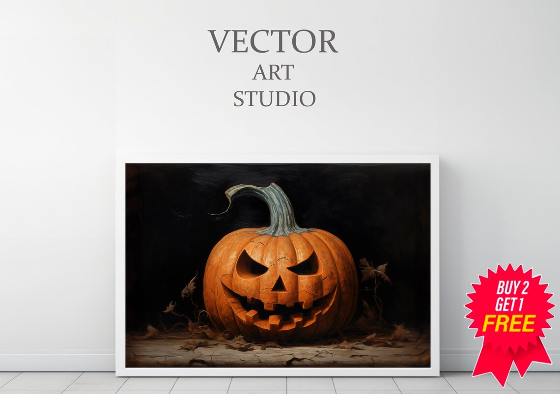 Carved Jack O Lantern With Wide Jagged Grin Dark Halloween Poster - Image 3