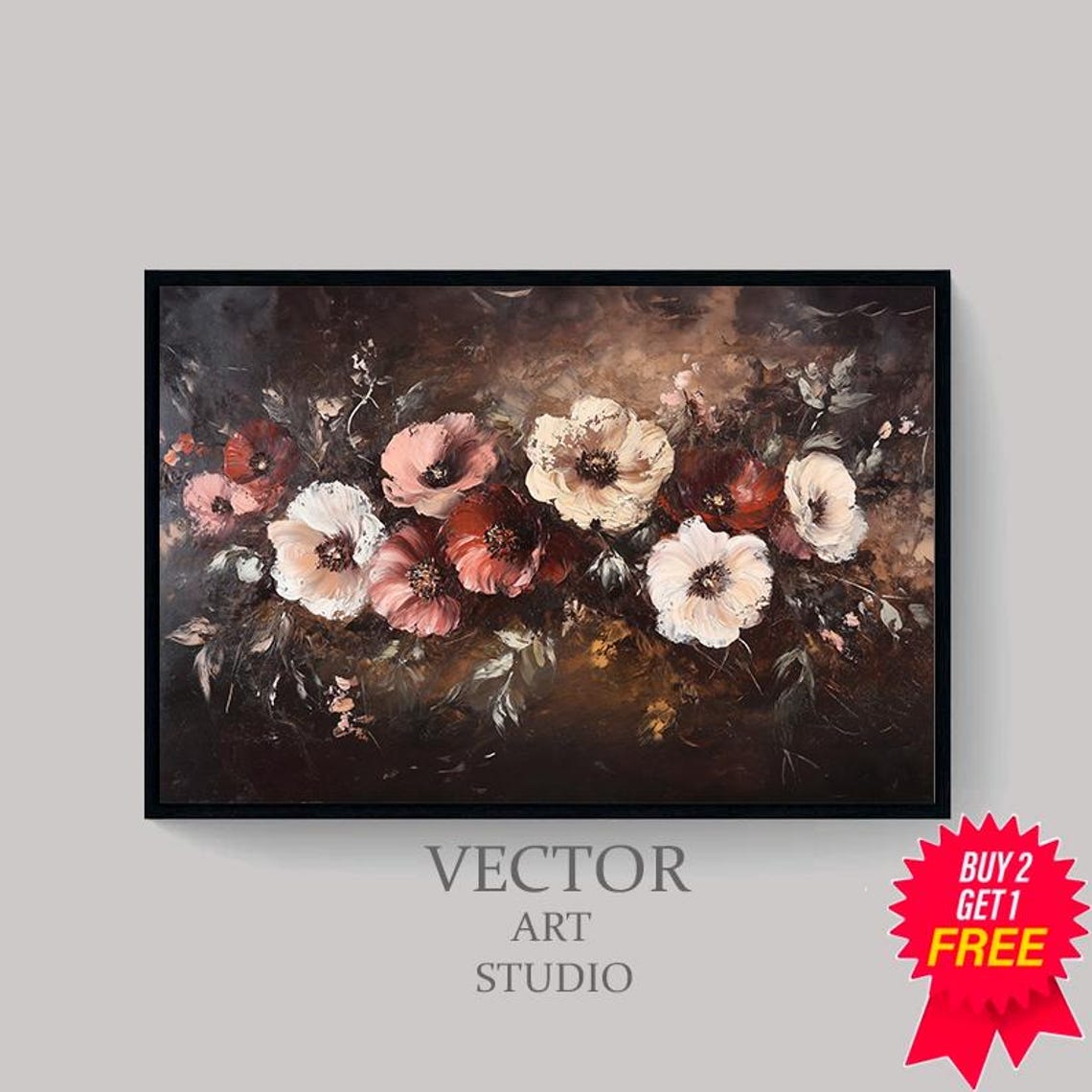 Dark Academia Frame Tv Art Abstract Flowers Vintage Frame Tv Art Botanical Vintage Moody Floral Frame Tv Art Antique Flowers - Image 4