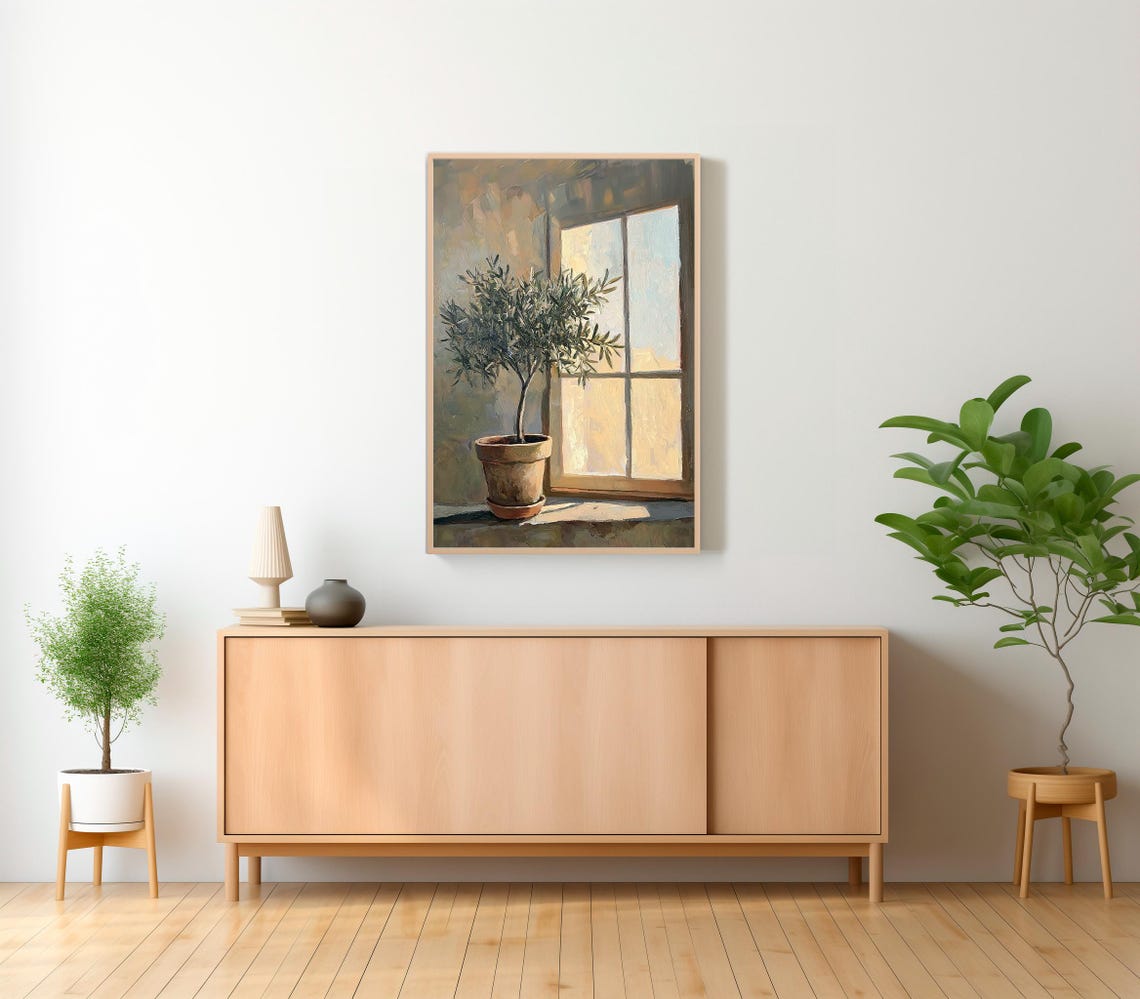 Olive Tree On A Moody Windowsill In A Clay Pot Botanical Poster - Image 2
