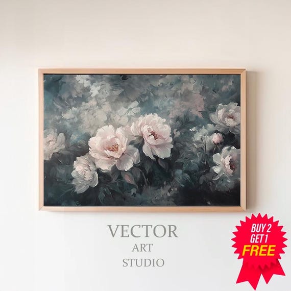 Moody Floral Frame Tv Art Dark Academia Abstract Flowers Vintage Botanical Frame Tv Art Vintage Frame Tv Art Antique Flowers
