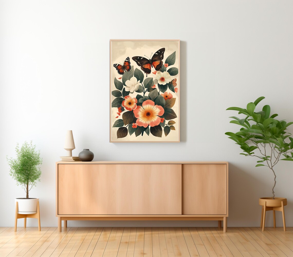 Vintage Butterfly Print, Botanical Farmhouse Decor - Image 2