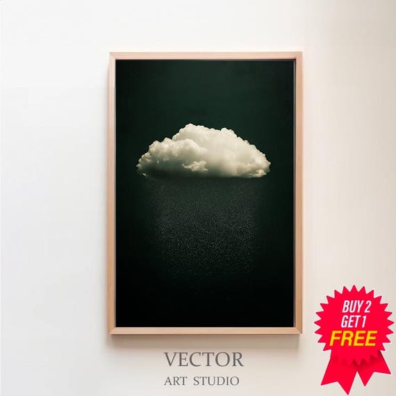 Emerald Green Cloud Wall Art Cloud Art Minimalist Wall Decor Cloud Print Moody Cloud Art Moody Art Nature Art