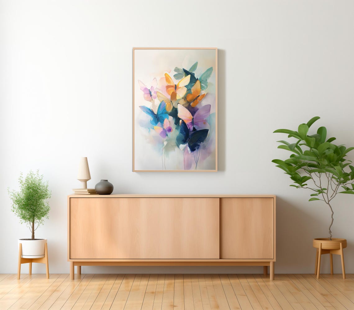 Pastel Butterfly Painting Insect Art Print Girly Tween Wall Decor Colorful Animal Watercolor Kids Room - Image 2