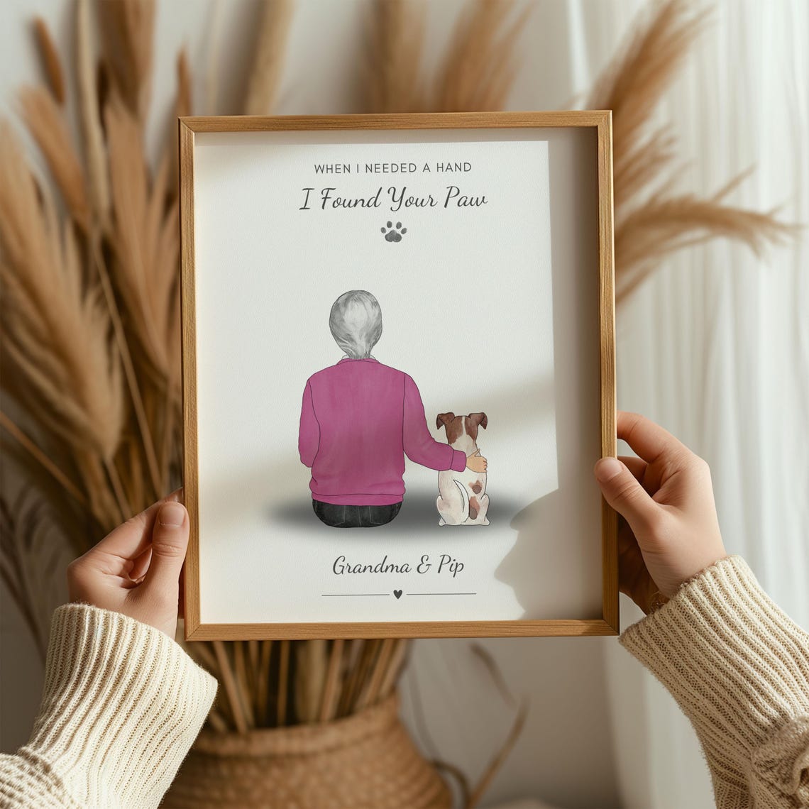 Gift For Grandma And Her Dog Personalised Dog And Owner Print Dog Grandma Gifts Dog Owner Gifts Custom Dog Portrait