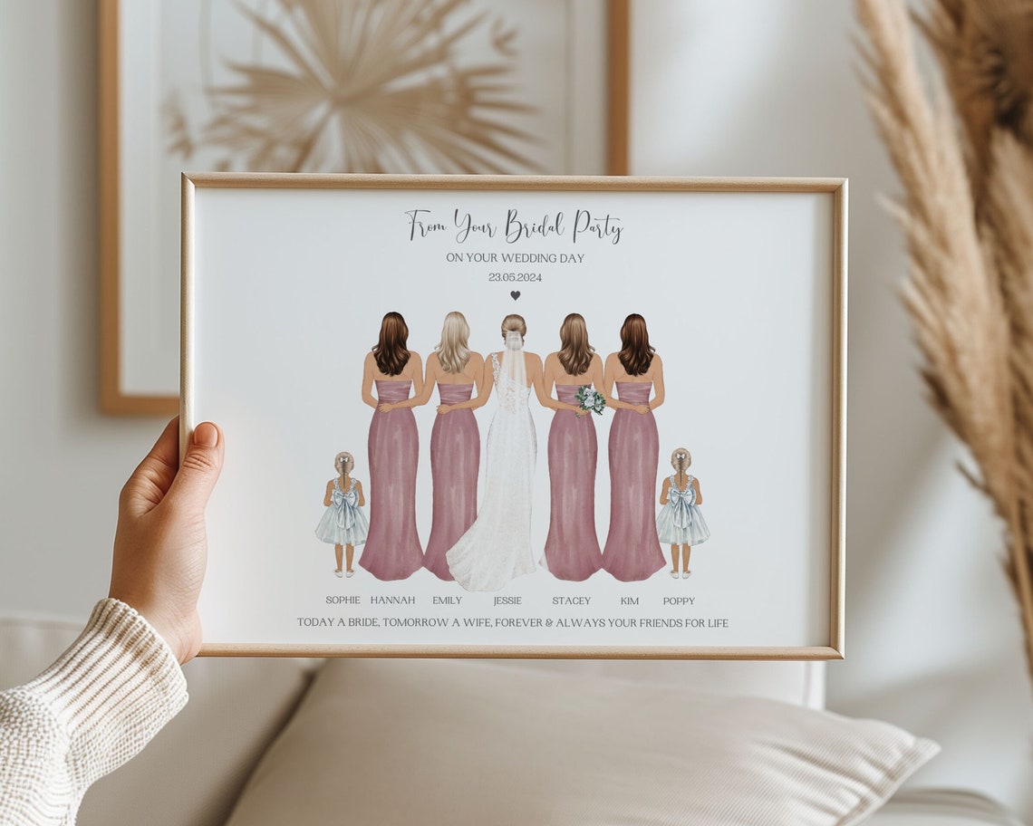 Personalised From Your Bridal Party Wedding Day Keepsake Poster