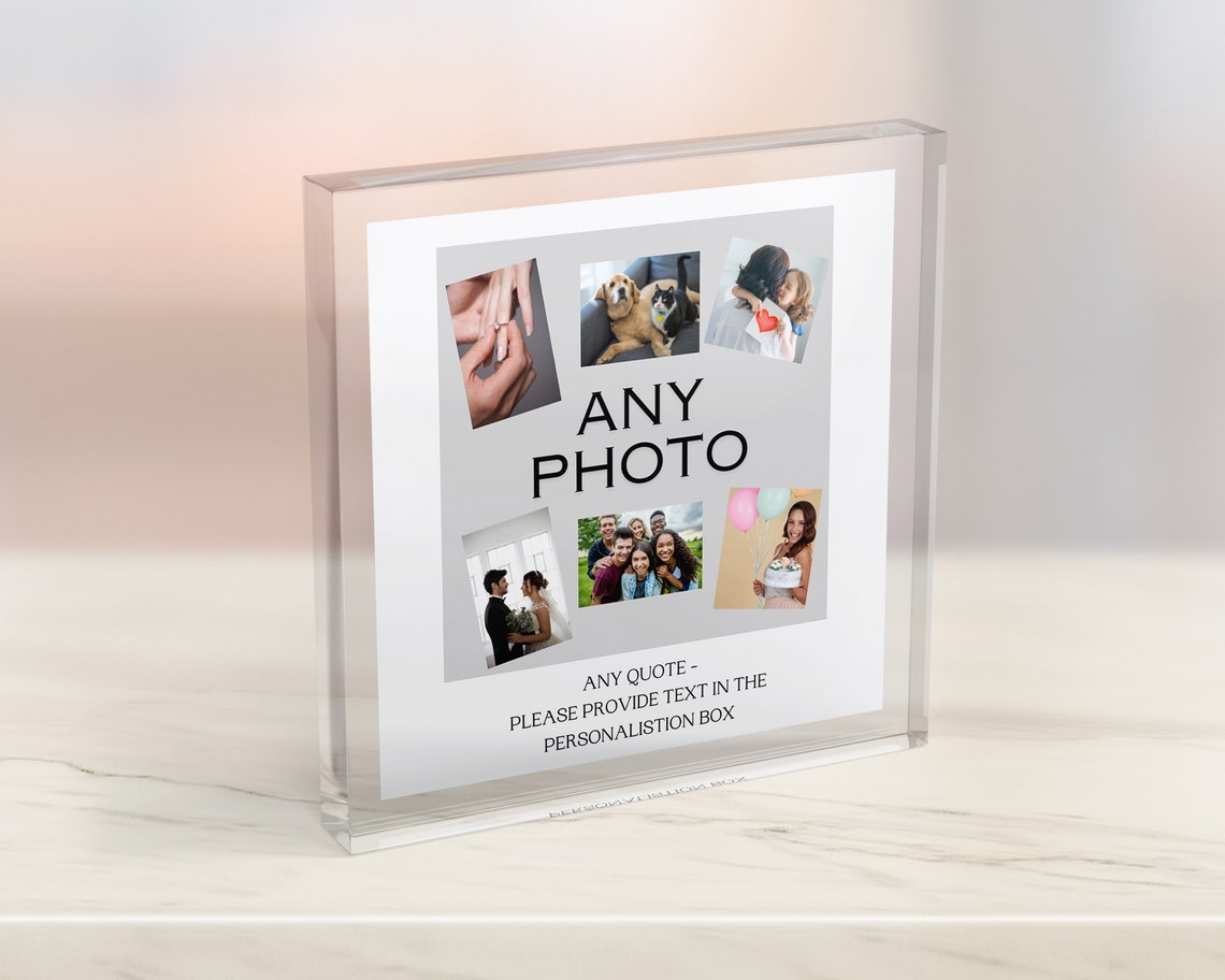 Any Photo Any Quote Collage Customisable Acrylic Keepsake Block Print