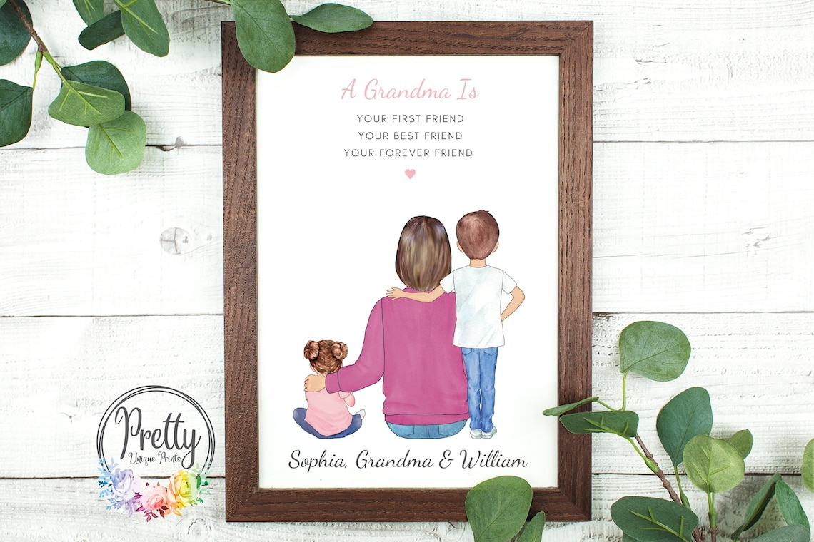 Personalised Grandma Gift Gift From Grandchildren Grandparent Print Family Portrait Personalized Gift For Grandparent Family Gift