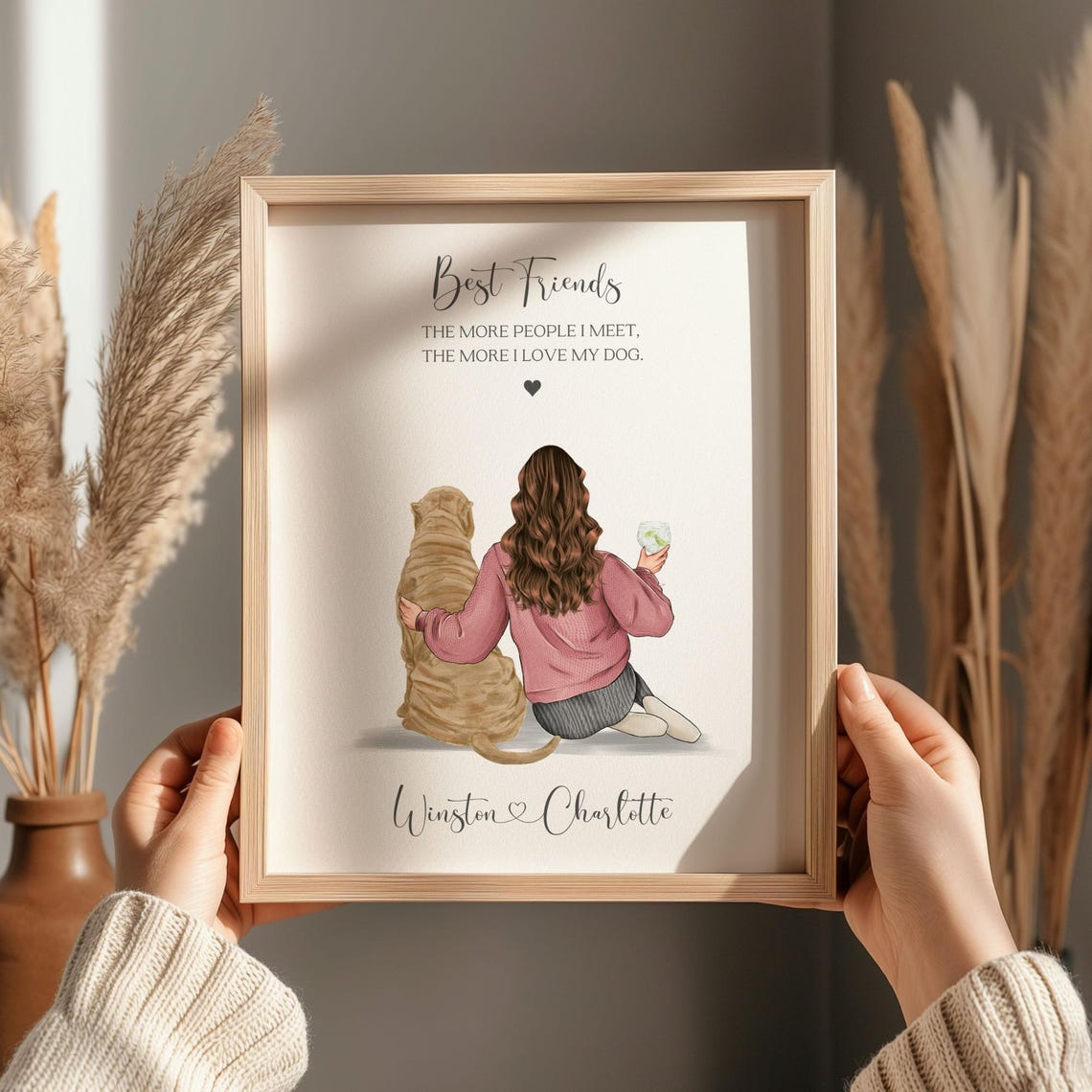 Funny Dog And Owner Print Dog And Owner Gifts Gift For Her Custom Dog And Owner Portrait New Dog Owner Gifts