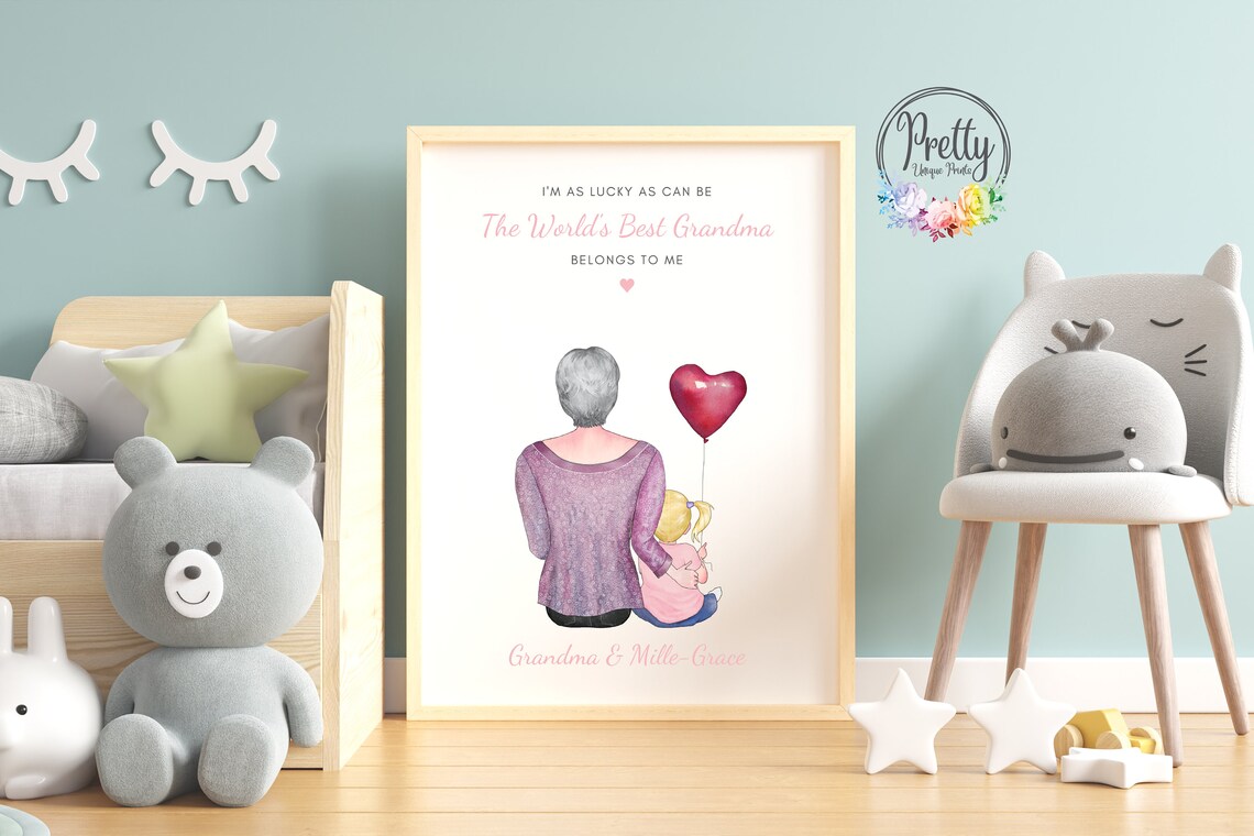 The Worlds Best Grandma Belongs To Me Heart Balloon Portrait Poster