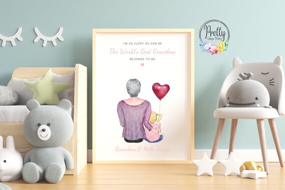 The Worlds Best Grandma Belongs To Me Heart Balloon Portrait Poster