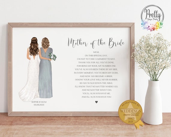Mother Of The Bride Personalized Wedding Poem Print Gift For Mum