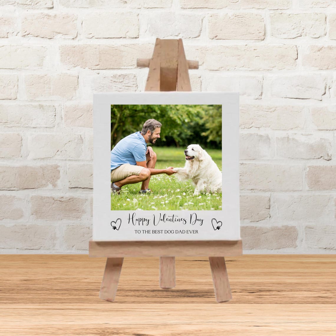 Best Dog Dad Mini Photo Tile on Easel Valentine's Day Keepsake Print