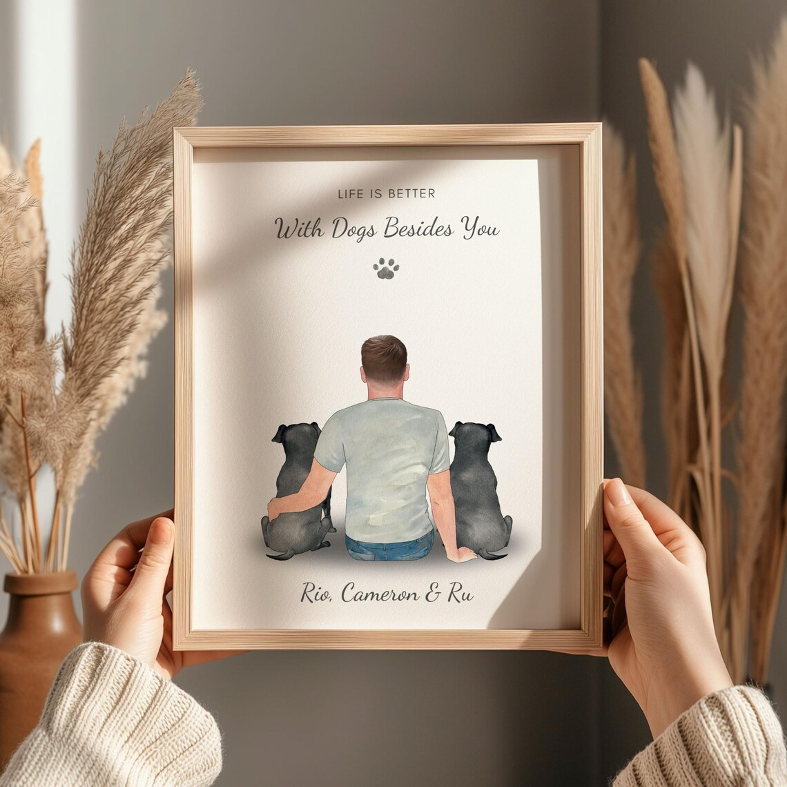 Life Is Better With Dogs Beside You Watercolor Dog Lover Poster