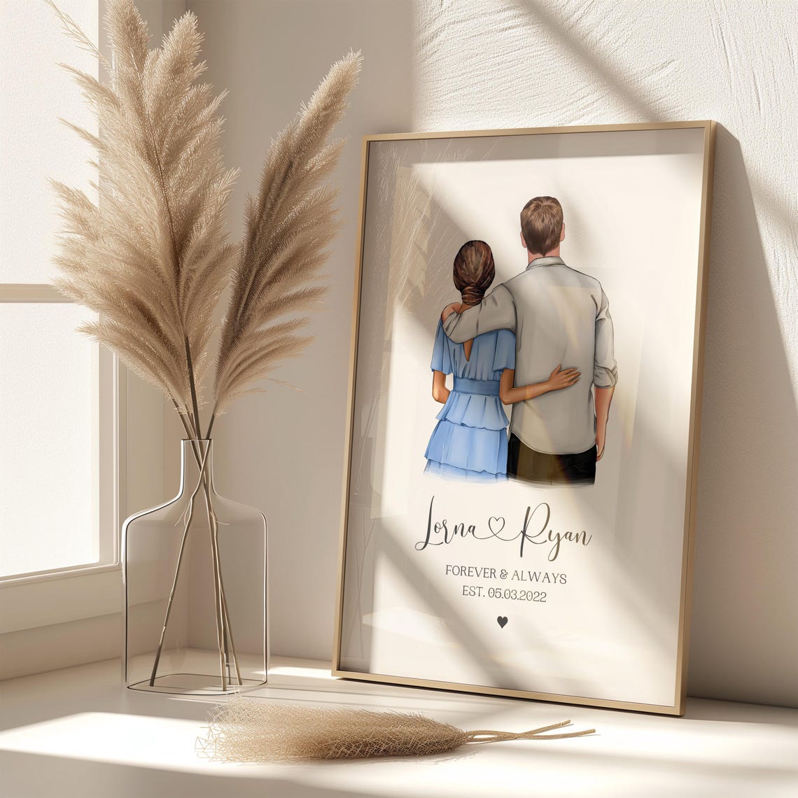 Personalised Forever and Always Established Date Couple Framed Print