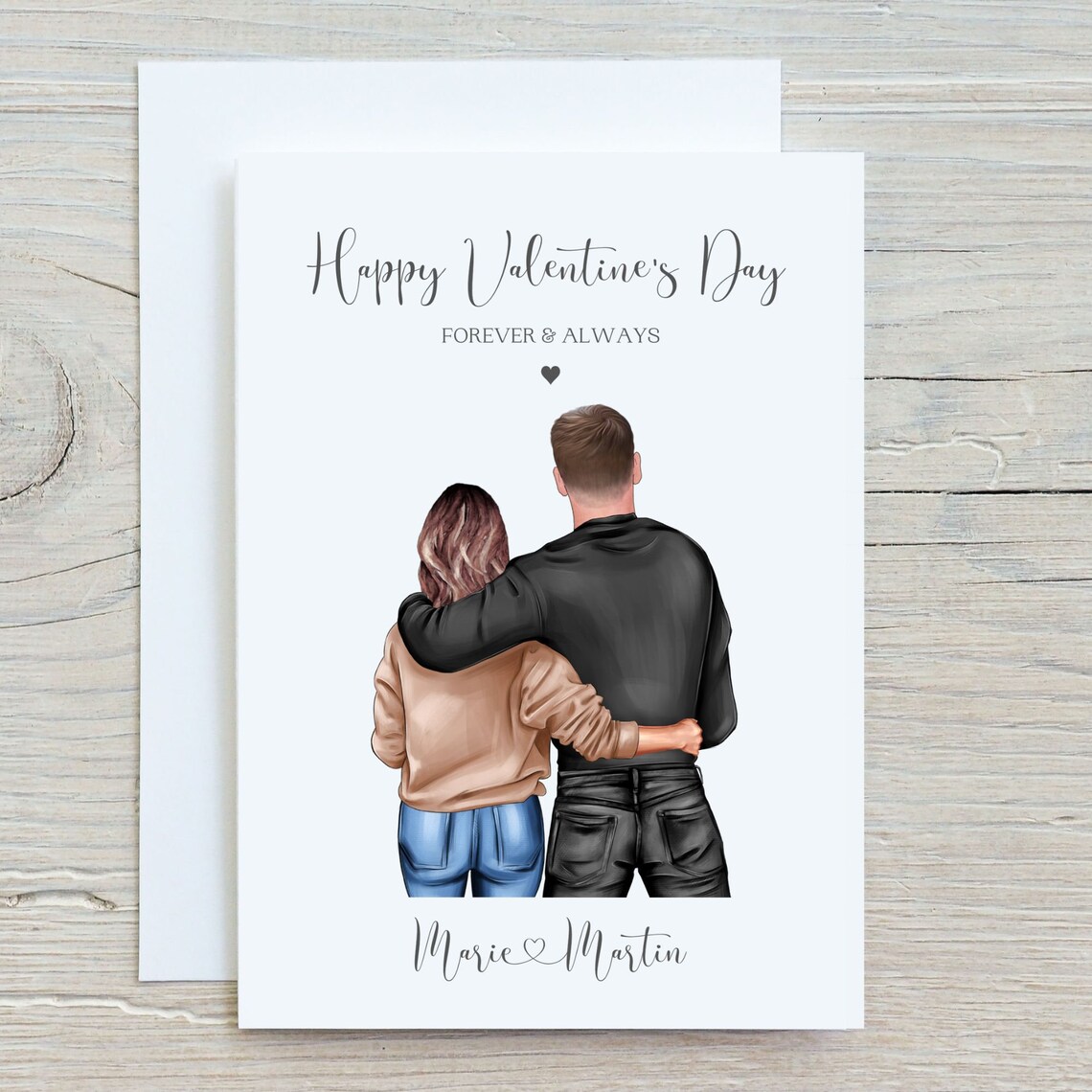 Personalised Happy Valentines Day Couple Card Print Forever and Always
