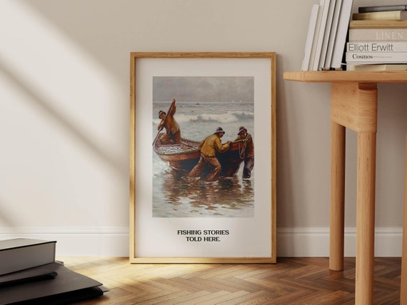 Fishing Stories Print Gift For Fisherman Retro Fishing Art Poster Angler Wall Decor Fishing Artwork Outdoorsy Wall Art Fishing Dad