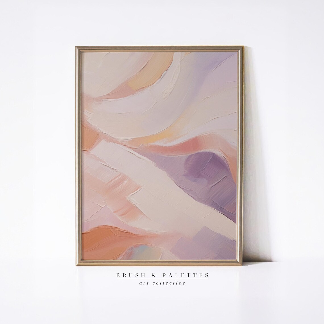 Pastel Peach Lavender Abstract Painting Soft Textured Swirl Poster