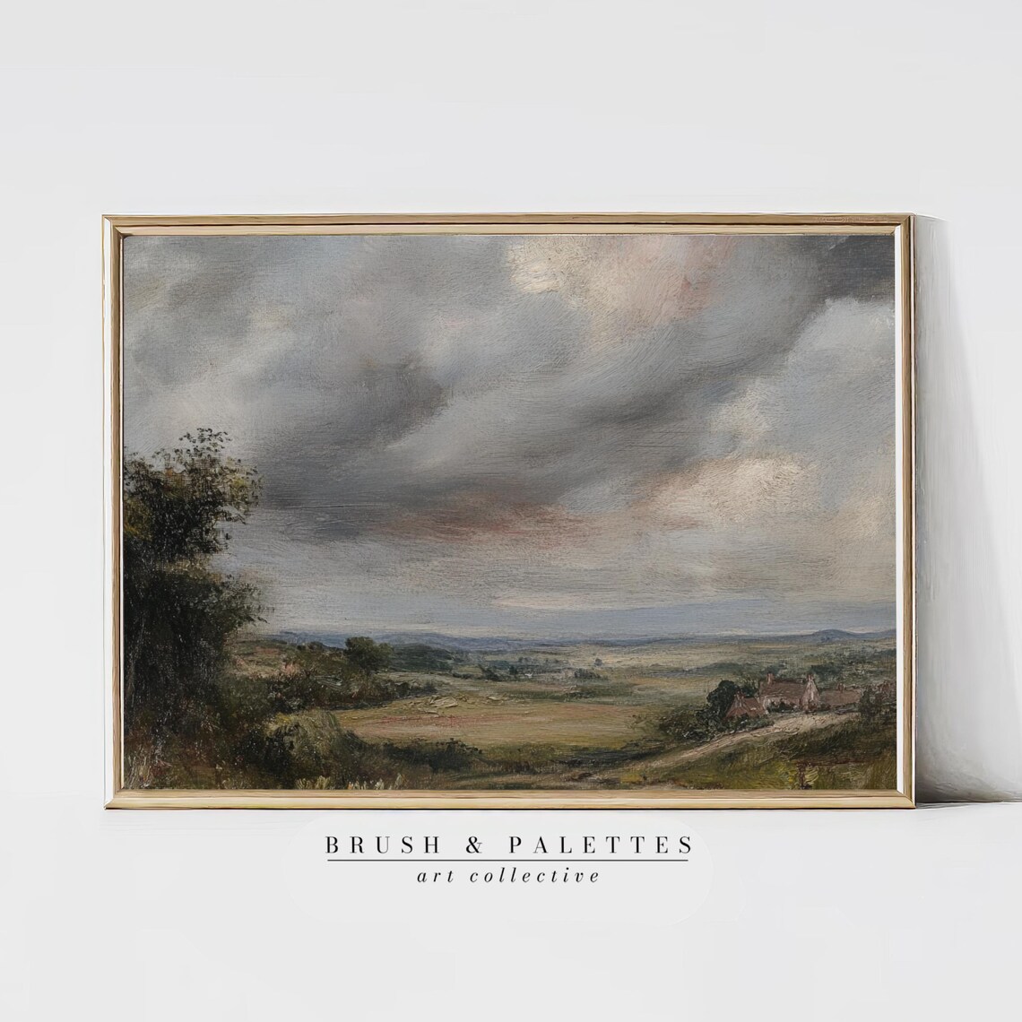 Dramatic Stormy Countryside Landscape Moody Vintage Farmhouse Poster