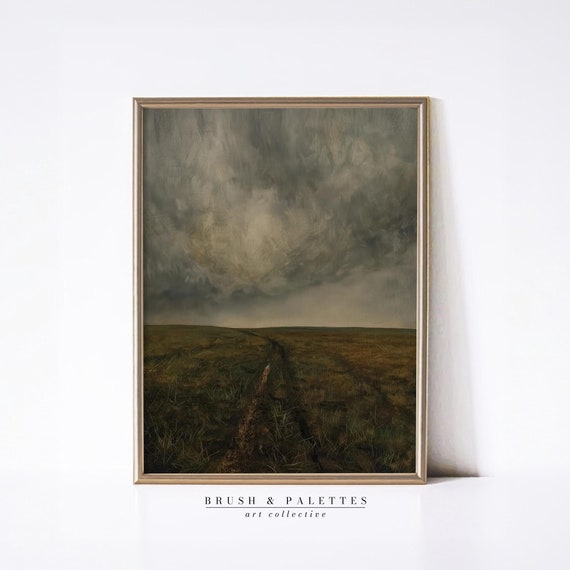 Stormy Landscape With Dark Skies Moody Nature Scene Dramatic Wall Art For Atmospheric Home Decor