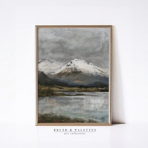 Snowy Mountain Scene Print Moody Landscape Wall Decor Natureinspired Art For Rustic Lodge Or Cabin Homes