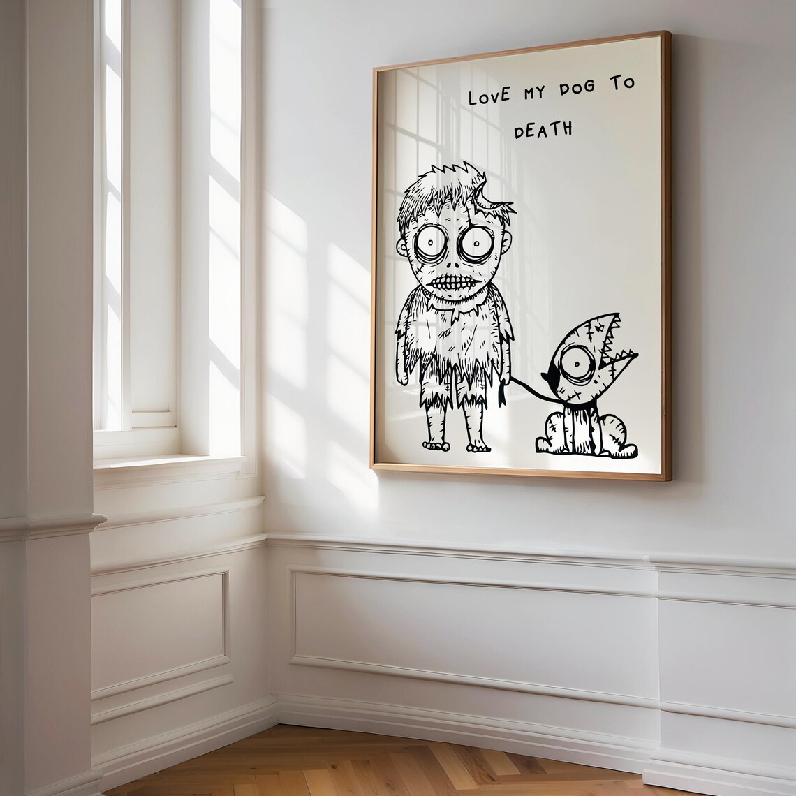Love My Dog To Death Cute Zombie Cartoon Halloween Wall Poster - Image 3