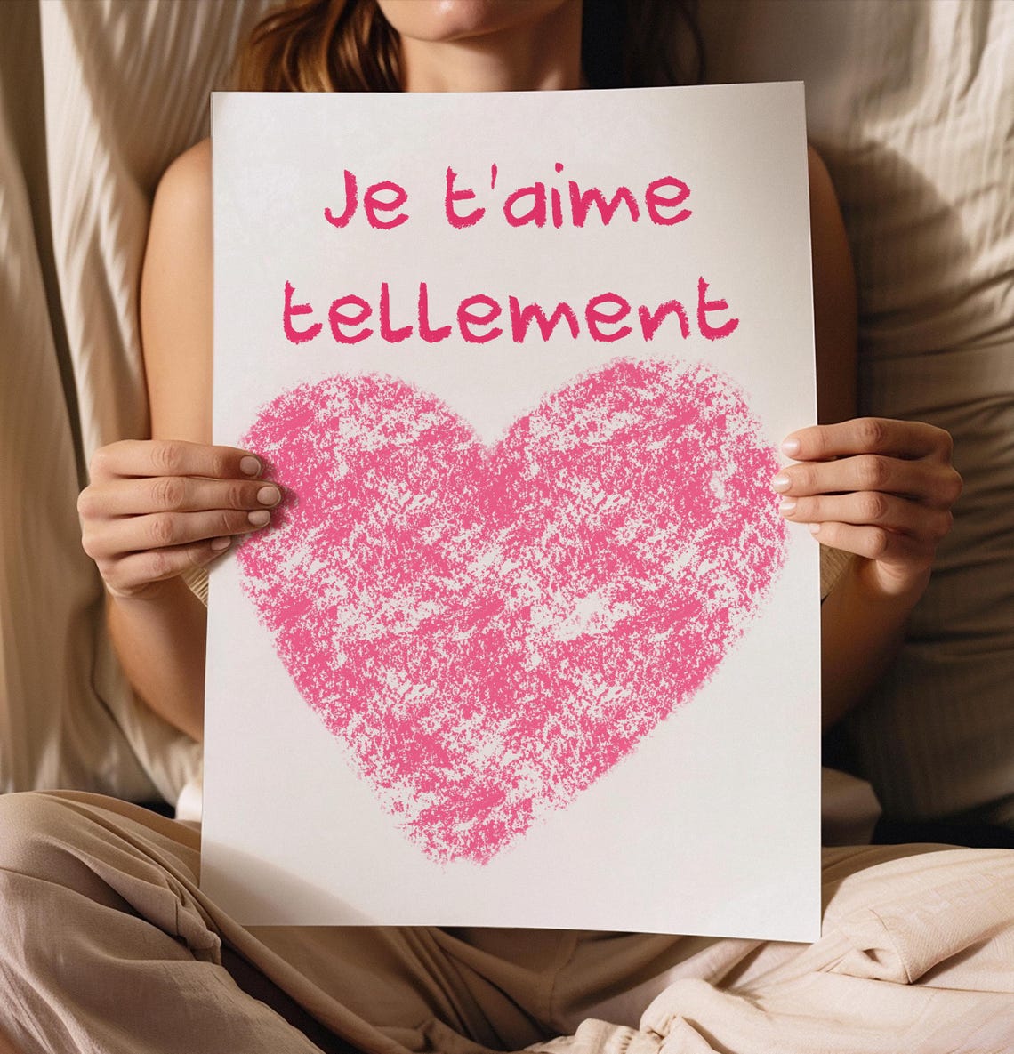 Je Taime Tellement Love Wall Art I Love You So Much French Love Print French Wall Decor Heart Wall Art Pink Heart - Image 3