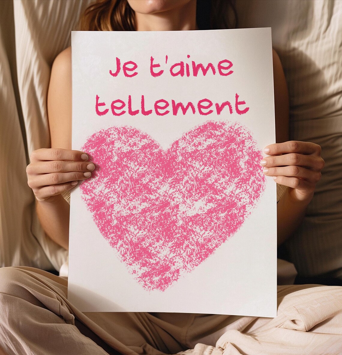 Je Taime Tellement Pink Heart French Love Quote Valentine Wall Art - Image 3