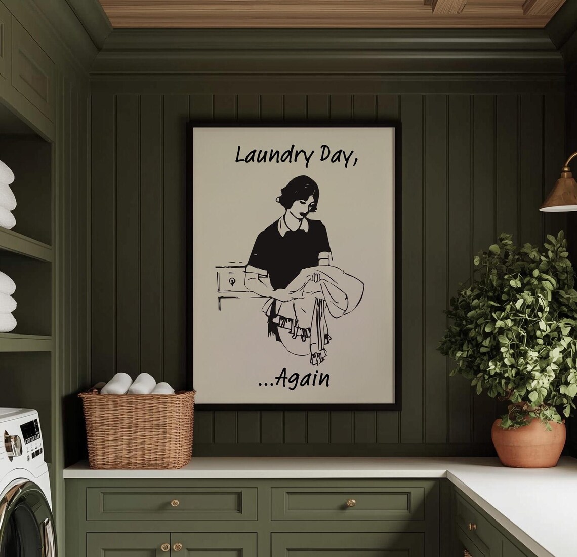 Laundry Day Again Retro Laundry Wall Decor Eclectic Laundry Room Wall Art Funny Laundry Print Minimal - Image 3