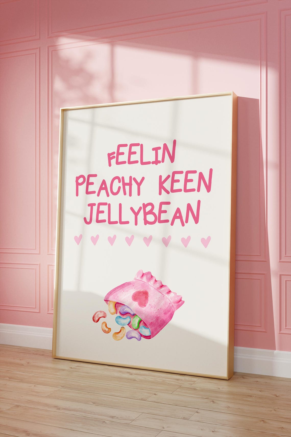 Peachy Keen Jellybean Girly Wall Art Pink Aesthetic Cute Wall Art Girly Art Prints Typography