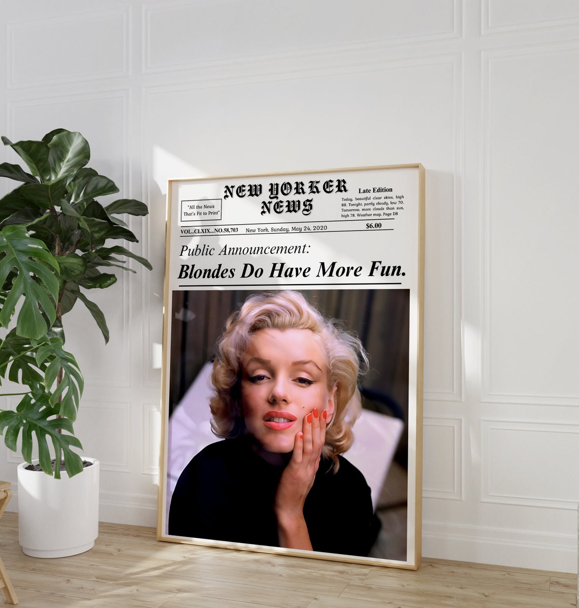 Marilyn Monroe Blondes Do Have More Fun Retro Newspaper Wall Art - Image 2