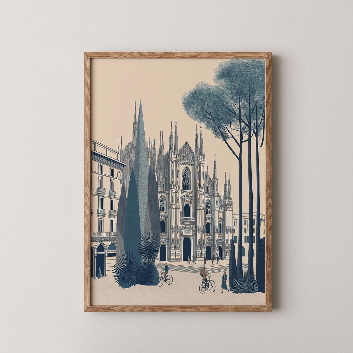 Milan Cathedral Duomo Italian Landmark Illustration Travel Poster
