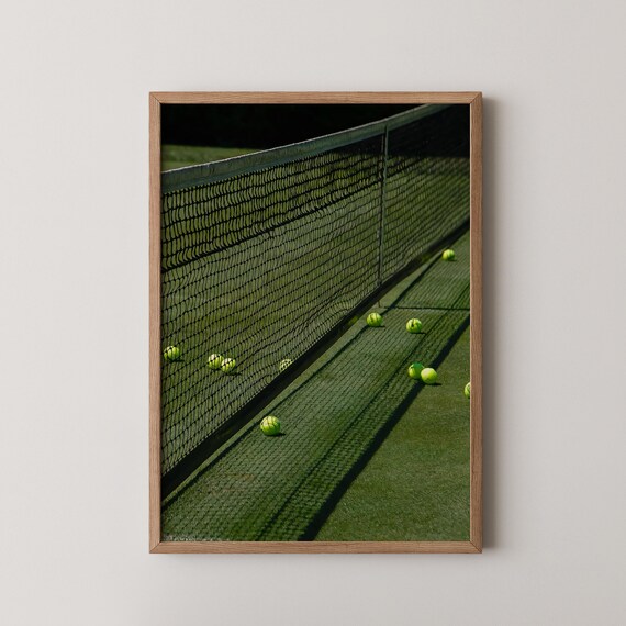 Tennis Court Net Close Up Grass Court Balls Minimalist Sports Art Print