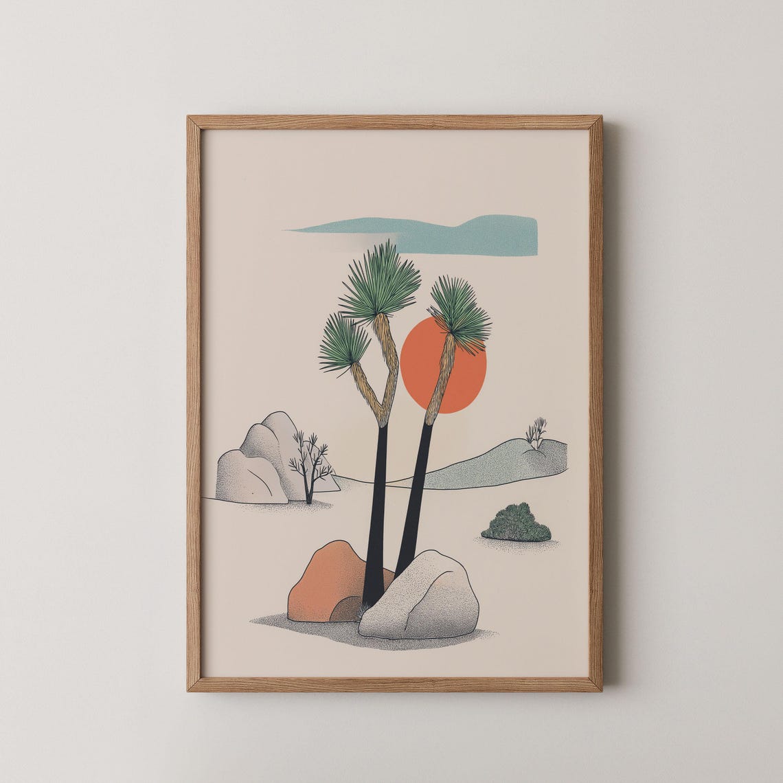 Joshua Tree Desert Minimalist Sunset Boho Landscape Art Poster