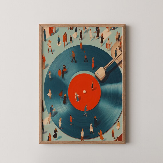 Vinyl Record Tiny Dancers Art Poster Giant Turntable Retro Music Decor