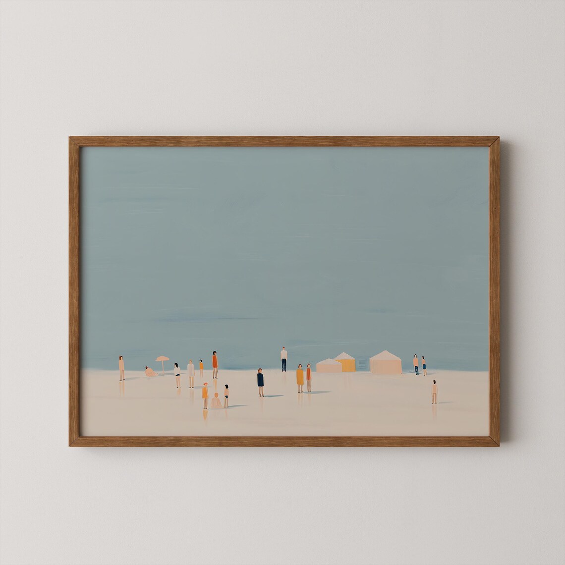 Minimalist Beach Print Aerial Ocean View Tiny People