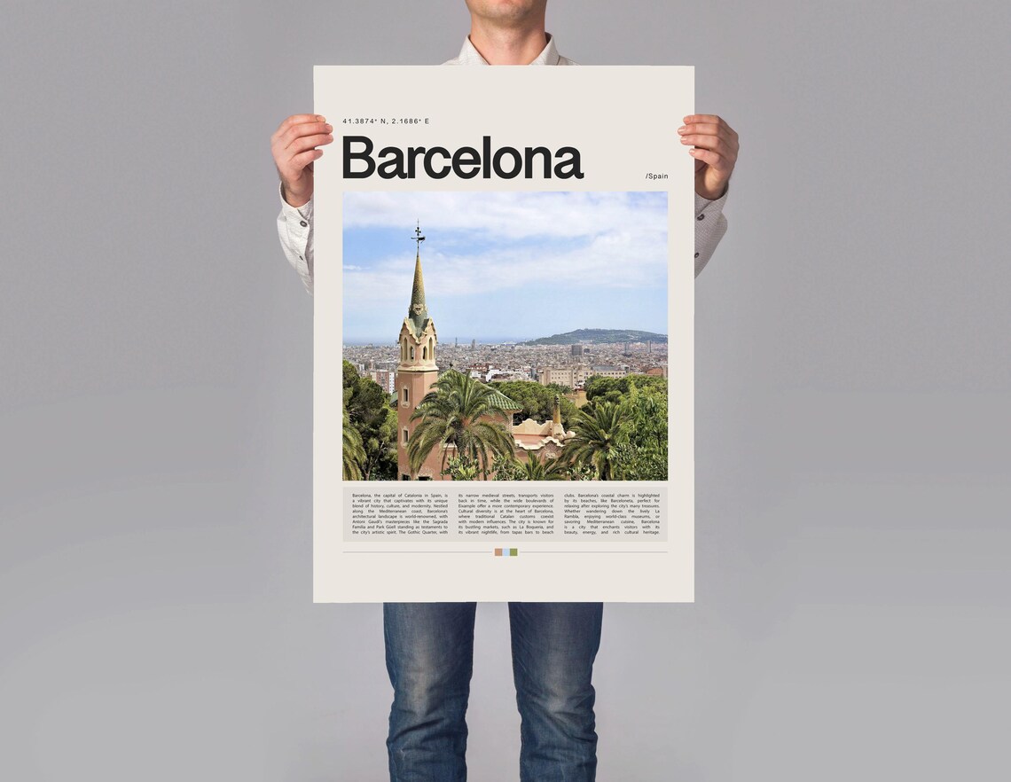 Barcelona Travel Poster, Spain Place Wall Art - Image 3