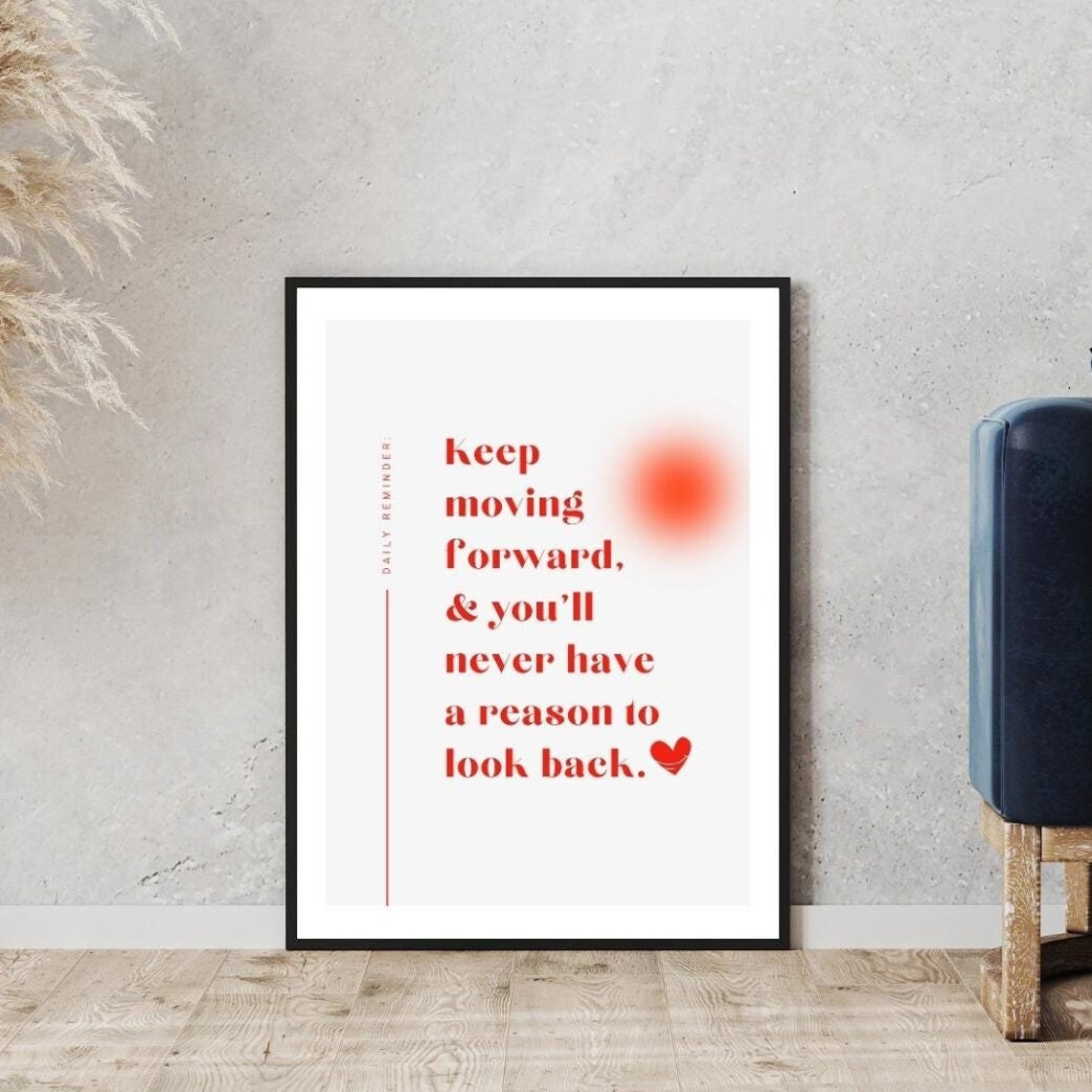 Keep Moving Forward Red Daily Reminder Motivation Minimalist Poster - Image 5