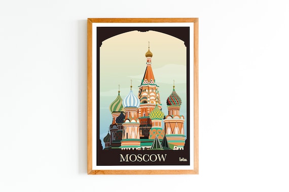 Poster Moscow Red Square Basil The Blessed Vintage Minimalist Travel Interior Decoration