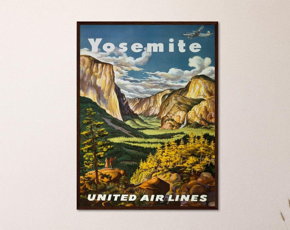 Yosemite Travel Poster, Vintage Mountain Decor