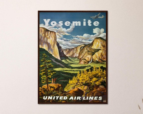 Yosemite Travel Poster, Vintage Mountain Decor
