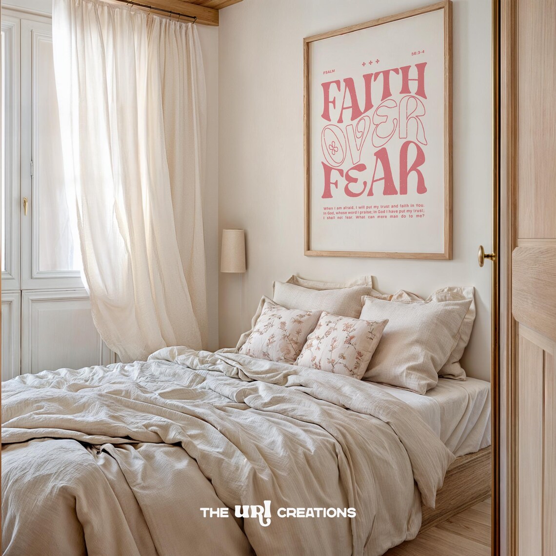 Faith Over Fear Retro Bold Pink Typography Psalm 56 Verse Poster - Image 4