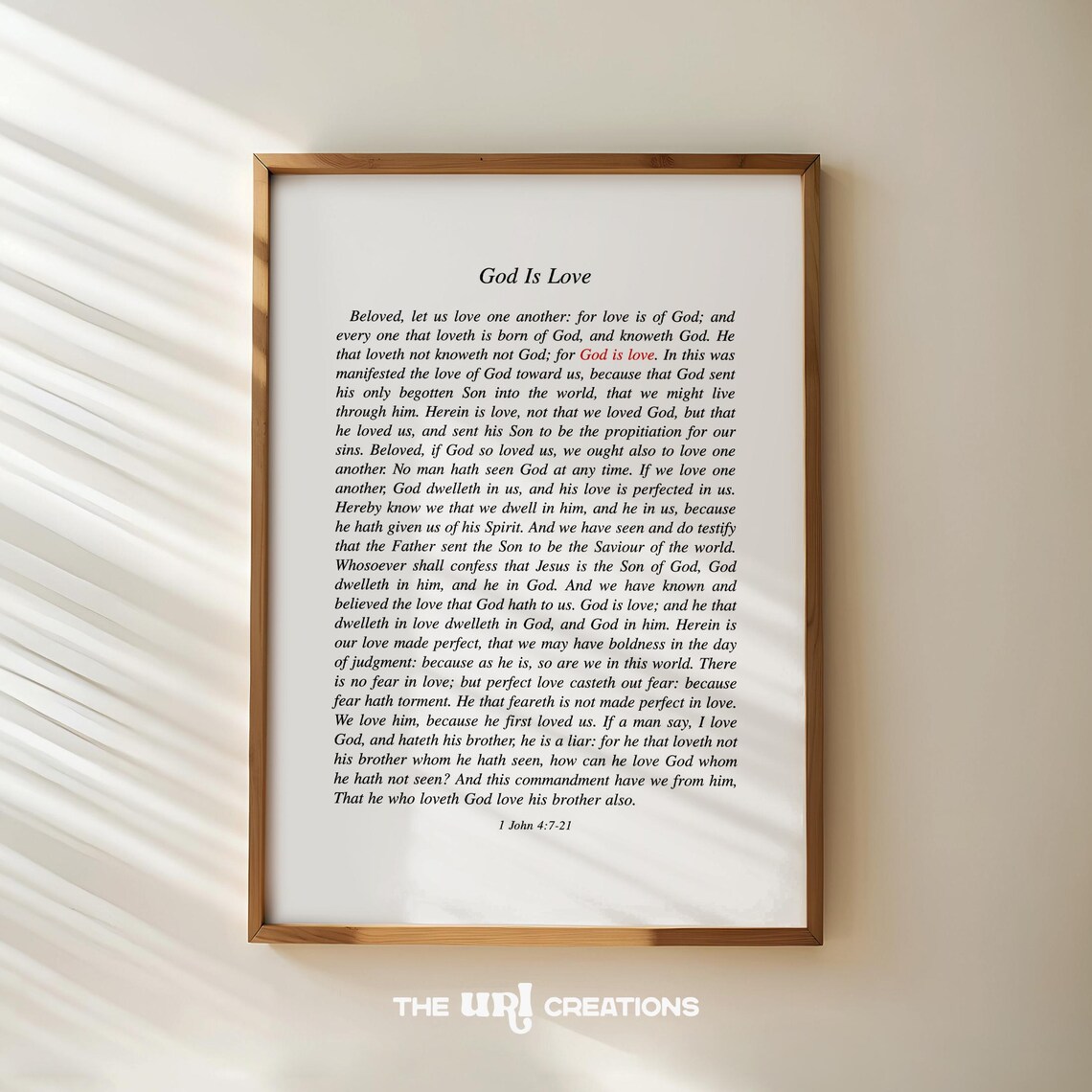 God Is Love Print Minimalist Christian Wall Art Bible Verse Scripture Poster Family Home Decor