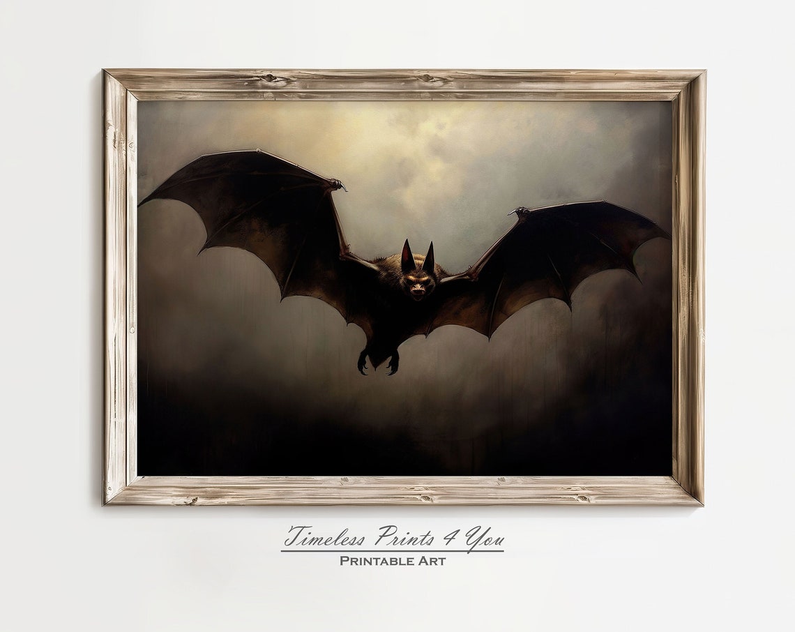 Bat Painting Art Print Wall Decor Halloween