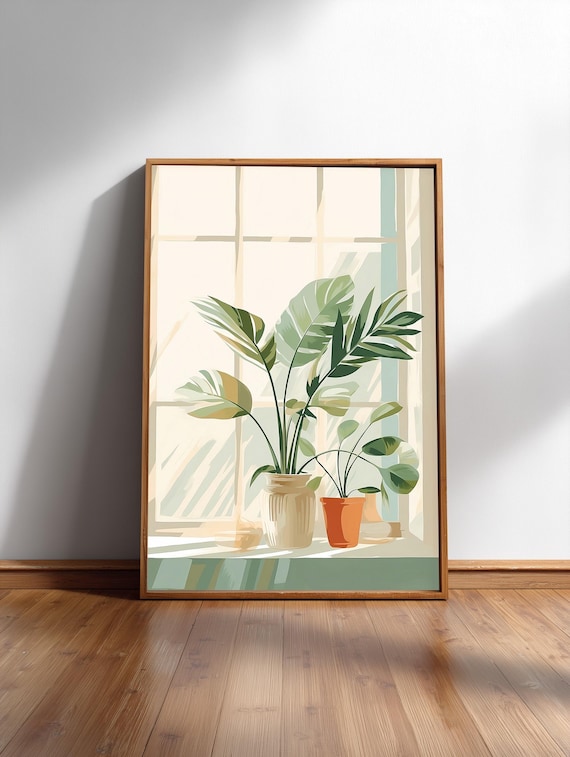 Kitchen Window Botanicals Minimal Japandi Houseplant Print