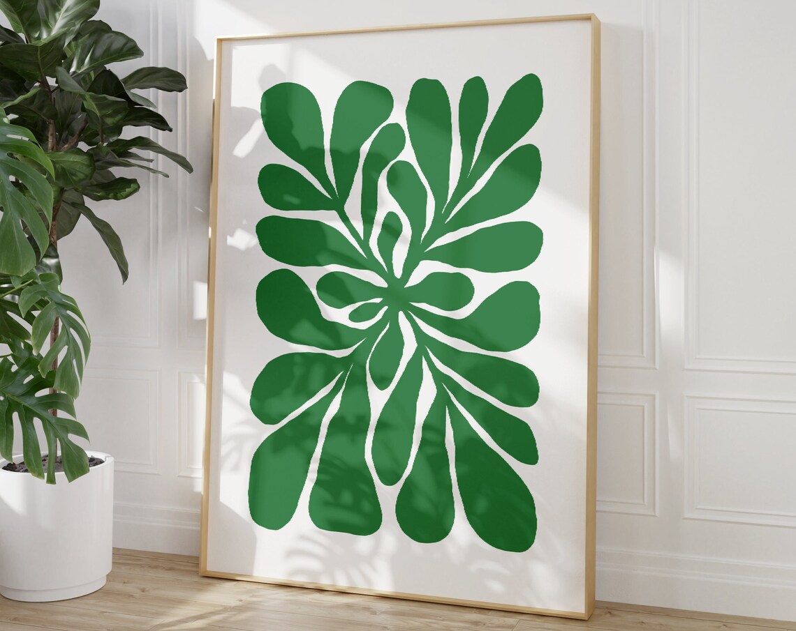 Abstract Leaves Art Print, Colourful Botanical Decor