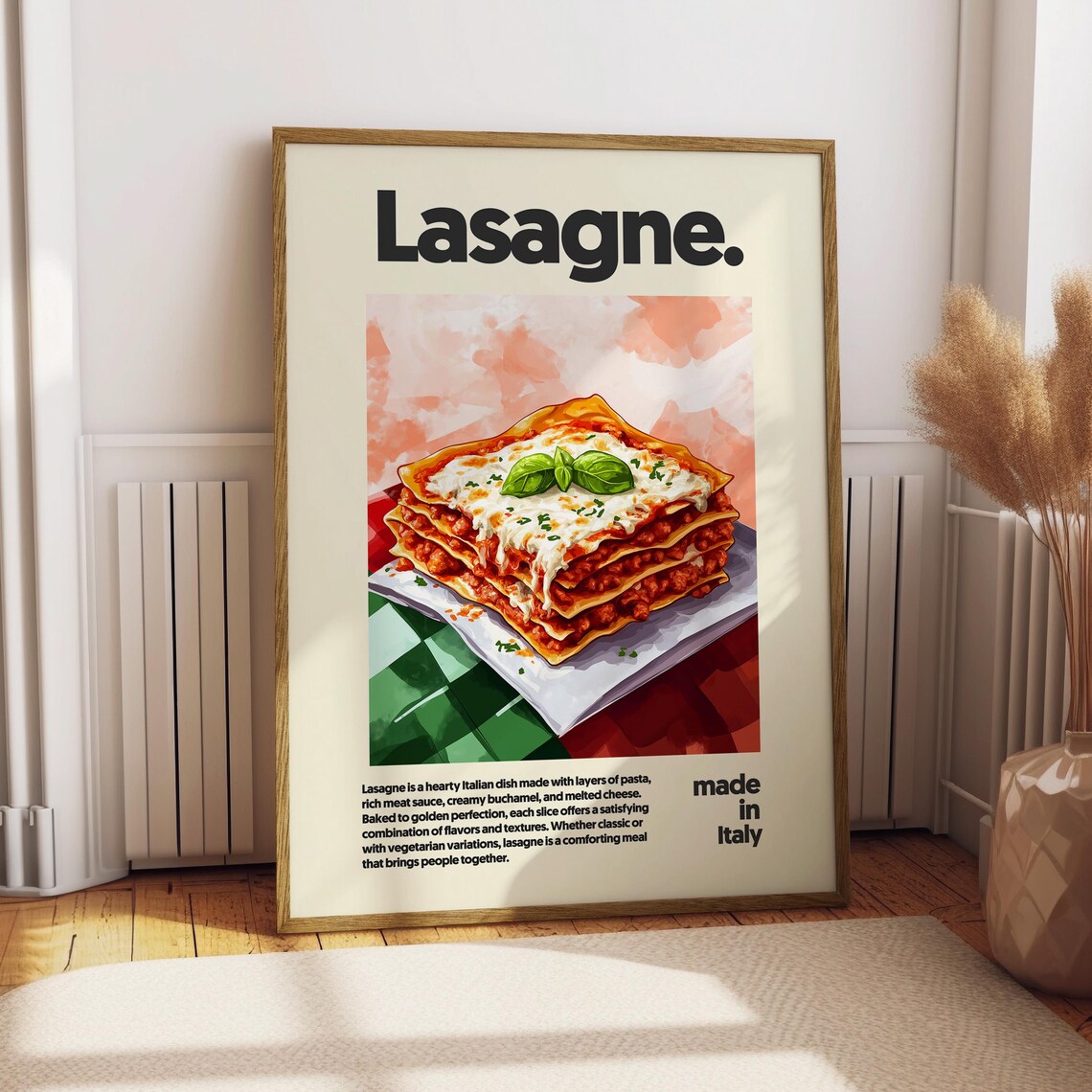 Lasagne Poster, Italian Kitchen Wall Art Print