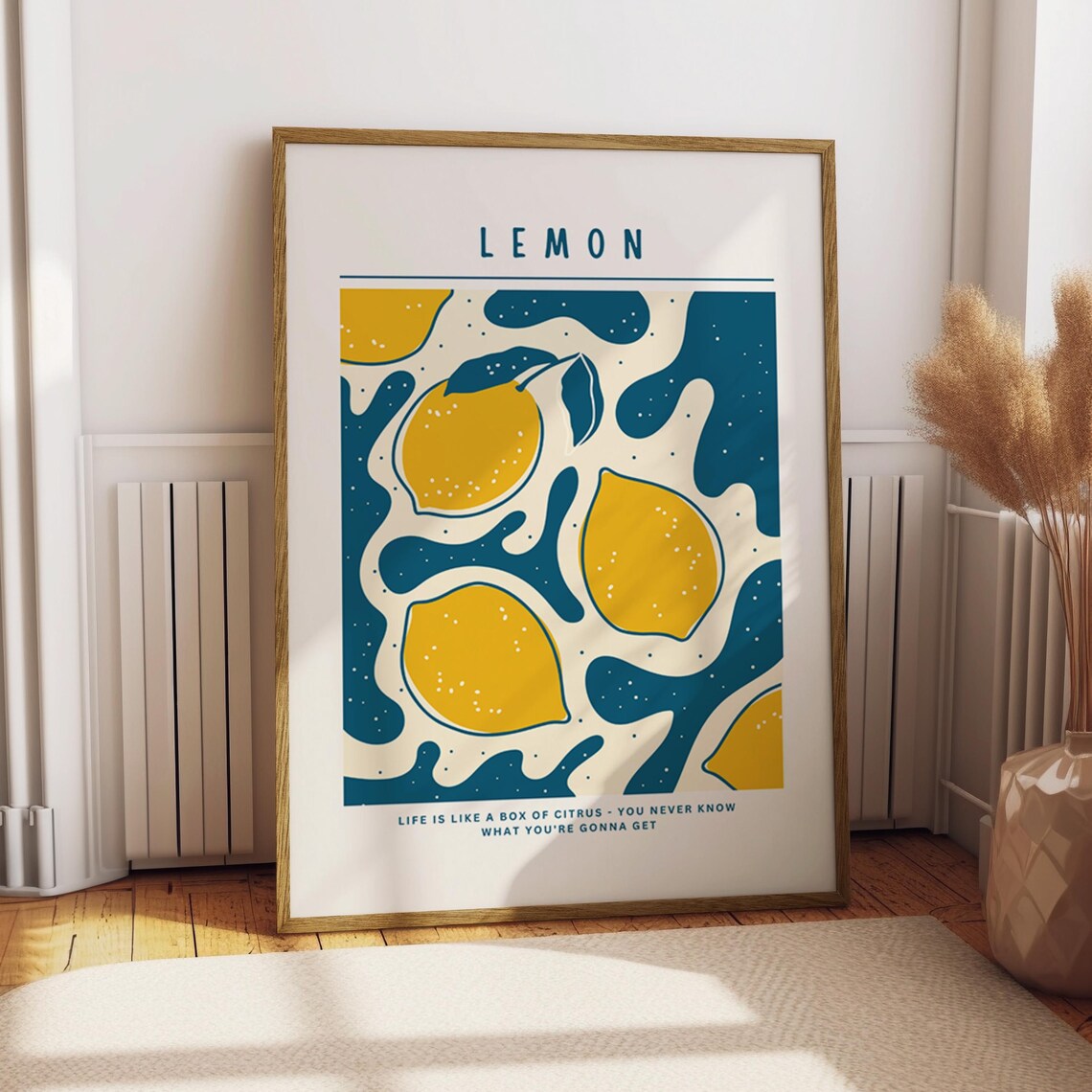 Lemon Citrus Retro Illustration Life Box of Citrus Quote Kitchen Poster