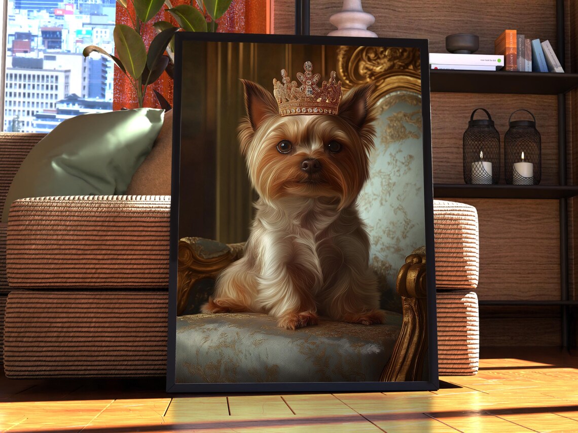 Teacup Yorkshire Terrier Crown Royal Portrait Cute Dog Poster